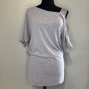 Suzanne Betro SB‎ Off the Shoulder Dolman Top Shirt Tunic Mini Dress W/ Bling Sm